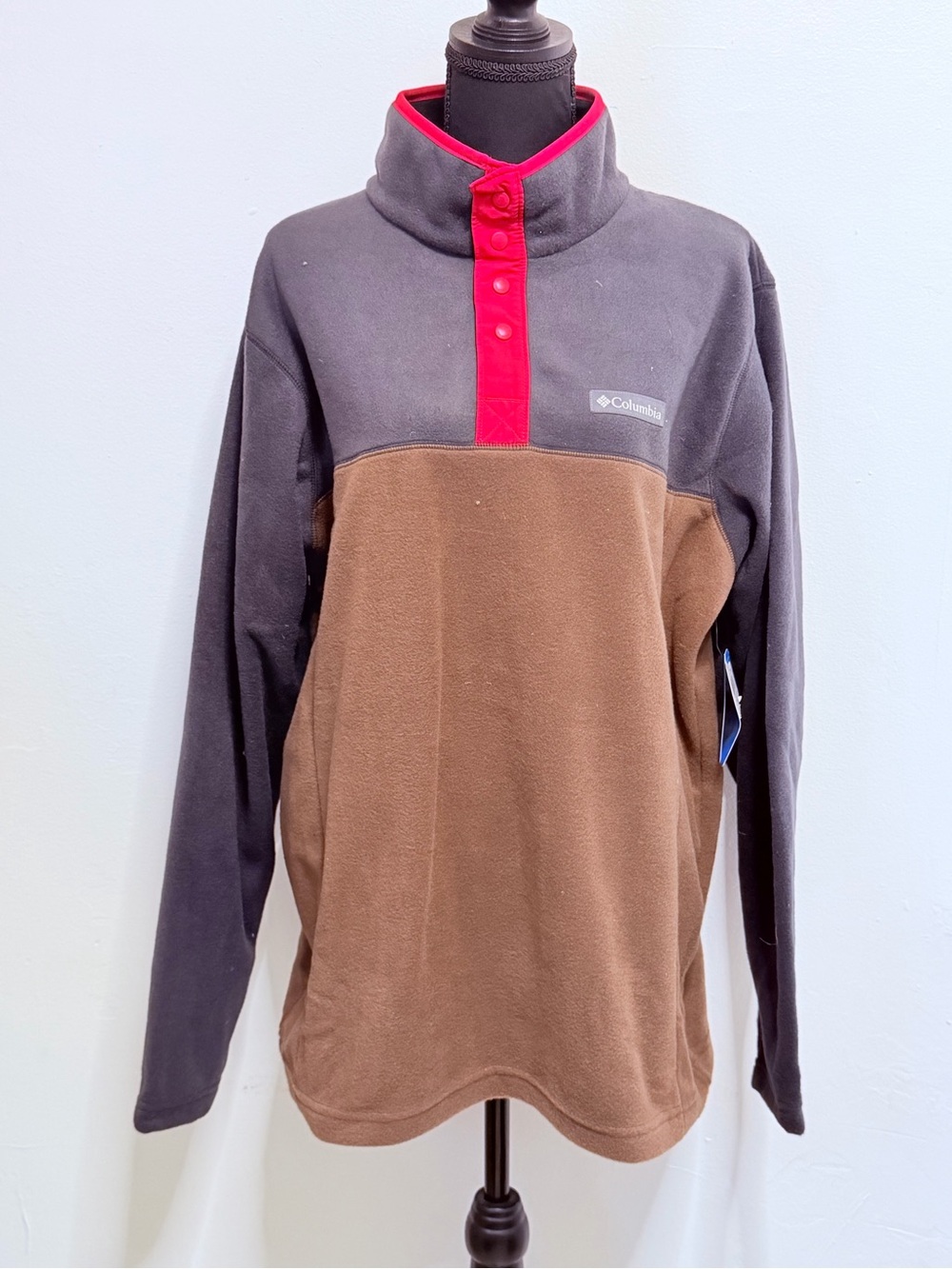 Columbia Men’s Steens Mountain Fleece Pullover Half Snap BROWN BLACK Large NWT